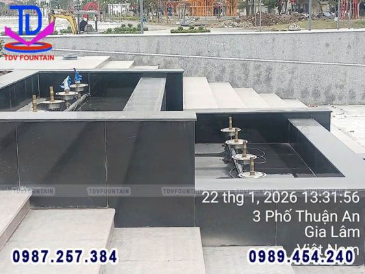 Tham khảo một số hình ảnh thi công dự án Đài Phun Nước Công Viên Gia Lâm – Hà Nội do TDV Fountain thực hiện