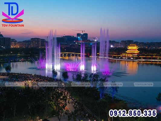 thi công đài phun nước phao nổi