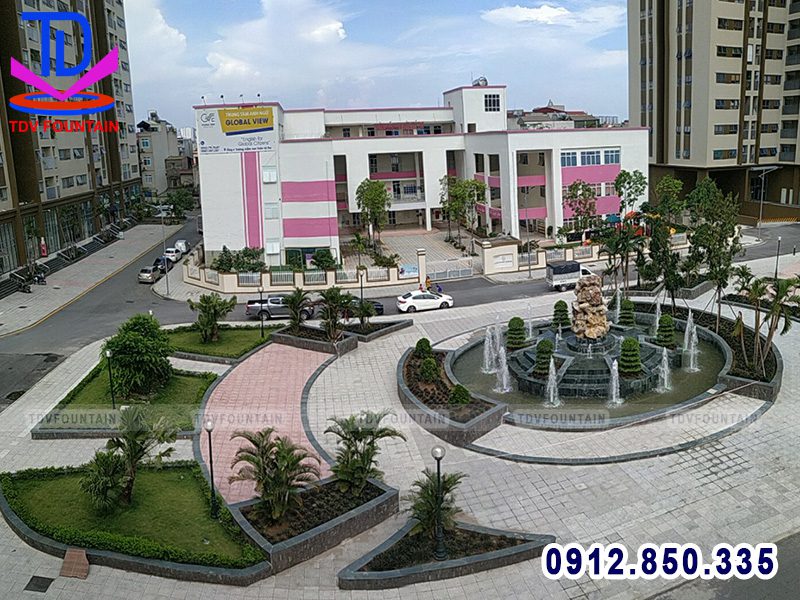 Đài phun nước bể tròn khu nhà ở Phú Lãm