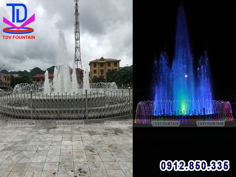 Thi công đài phun nước hình tròn quảng trường Bắc Sơn