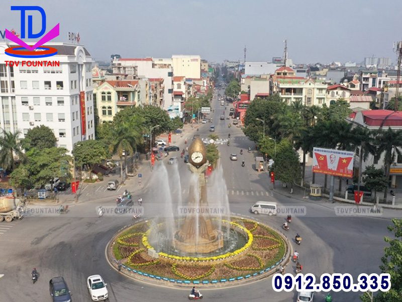 Lắp đặt Đài phun nước cột đồng hồ Từ Sơn - Bắc Ninh