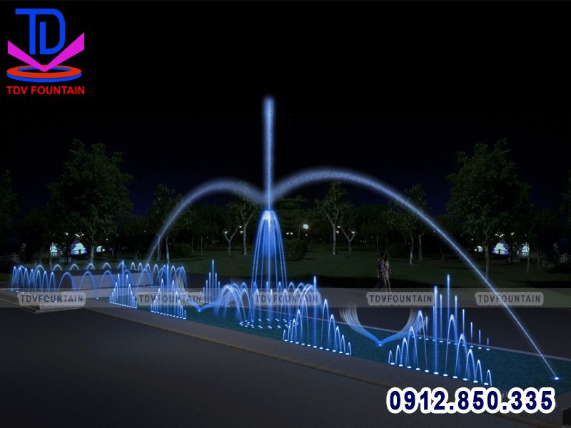 Đài phun nước hình chữ nhật lắp cho quảng trường