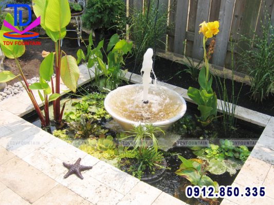 Đài phun nước phong thủy mini lắp cho sân vườn
