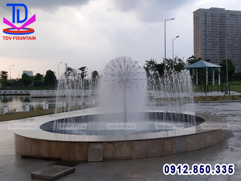 Đài phun quả cầu nước trang trí cảnh quan KDT Dương Nội