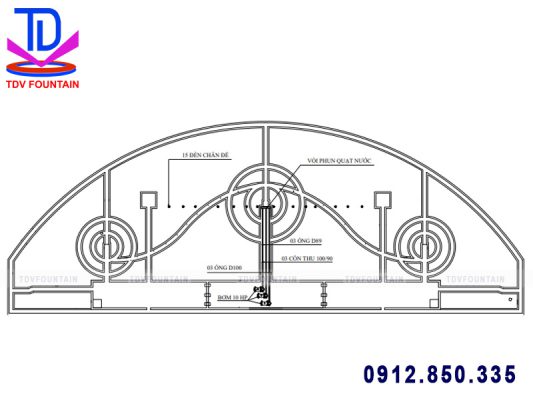 Bản vẽ đài phun nước âm sàn tại Bình Định