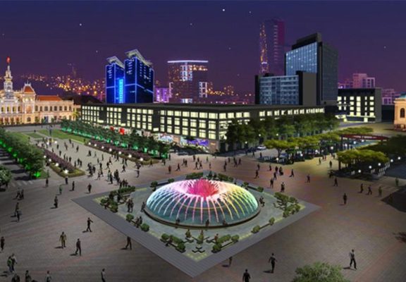 Những ưu điểm khi lắp đặt đài phun nước âm sàn cho phố đi bộ