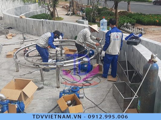 Quá trình thi công đài phun nước Đà Nẵng công viên Apec do TDV Fountain thực hiện